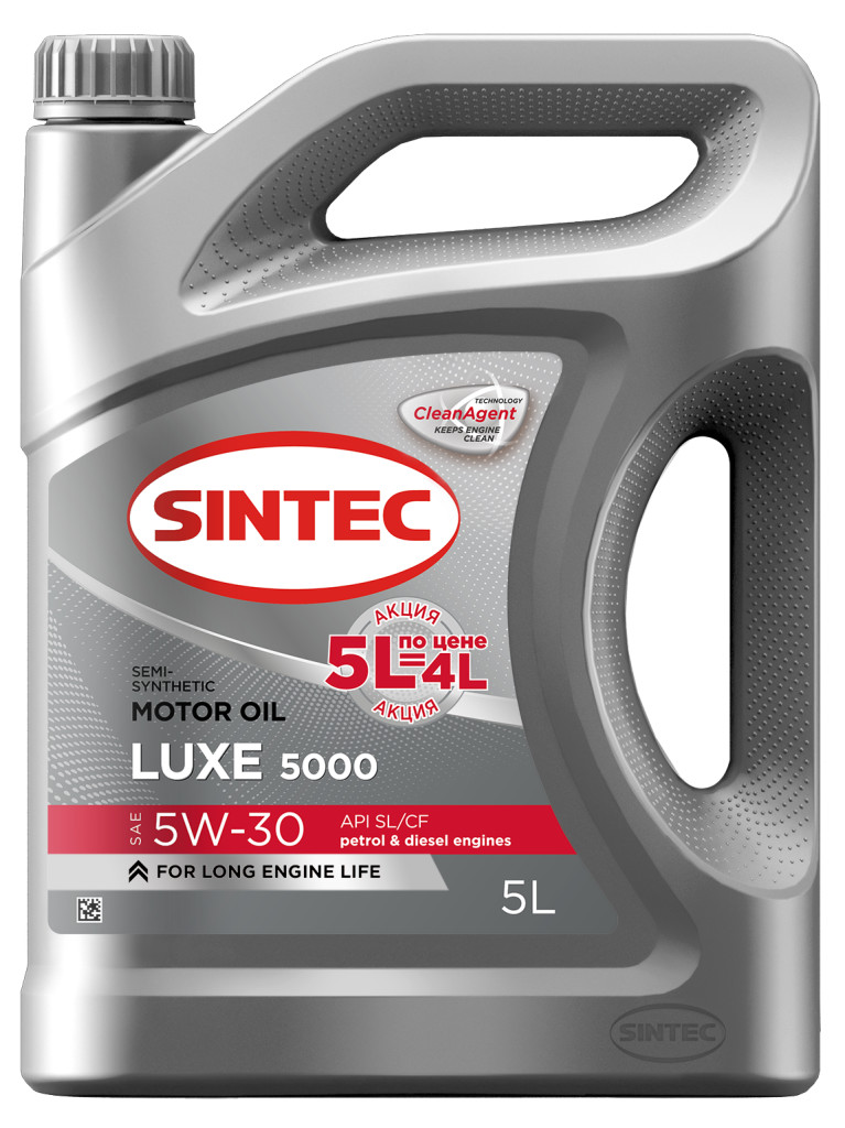 Sintec LUXE 5000 SAE 5W-30 API SL/CF Акция 5л по цене 4л