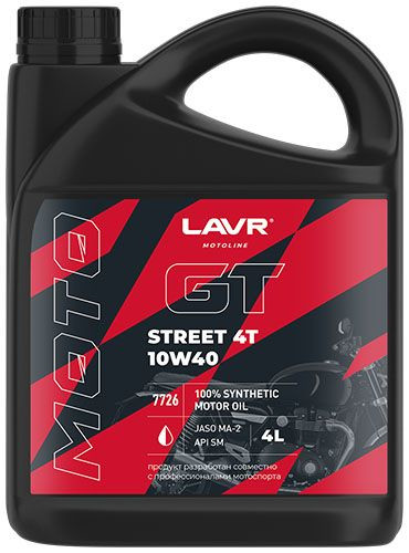 Моторное масло LAVR MOTO GT STREET 4T 10W-40 API SM 4л