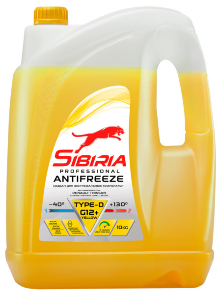 Антифриз SIBIRIA G12+ yellow -40 10кг