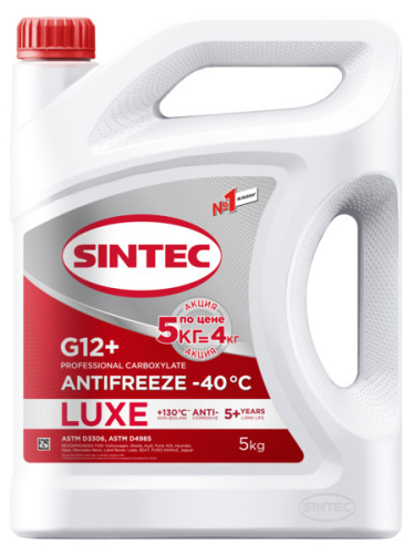 Антифриз Sintec Luxe G12+ red -40 Акция 5кг по цене 4кг