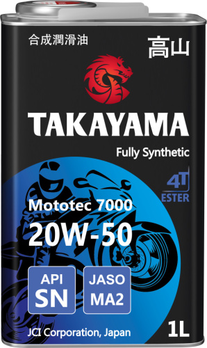 TAKAYAMA Mototec 7000 4T SAE 20W-50 API SN JASO MA-2 1л металл